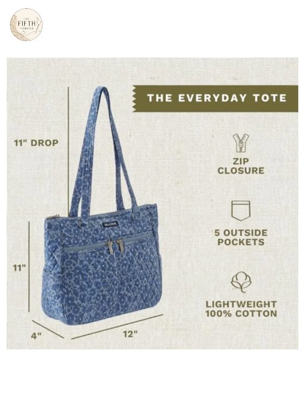 Quilted Cotton Shoulder Bag for Women with Multiple Pockets